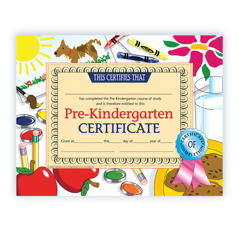 Pre-Kindergarten Certificate, 8.5" x 11", Pack of 30