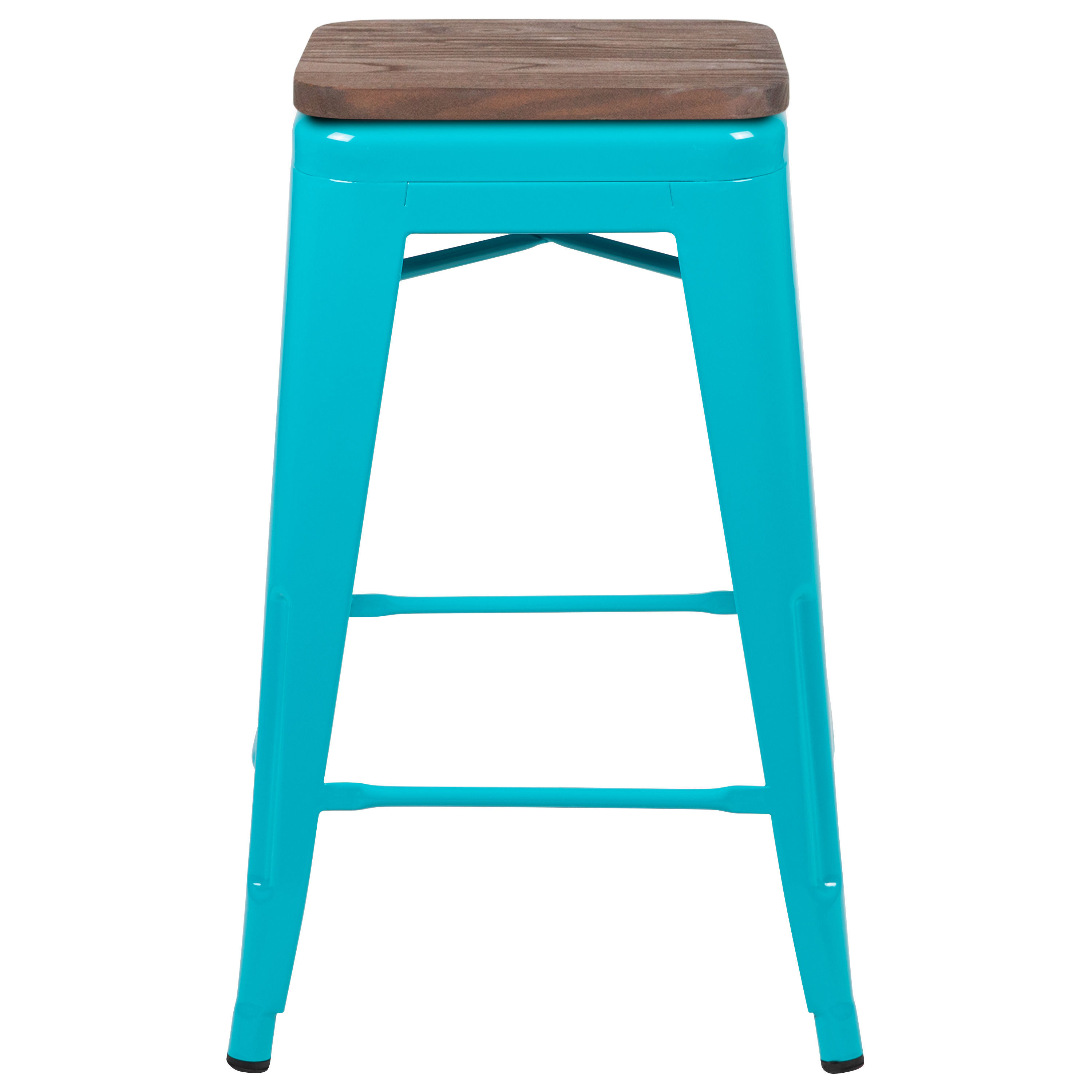 Cierra 24" High Metal Counter-Height, Indoor Bar Stool with Wood Seat in Gun ... - Picture 45 of 49