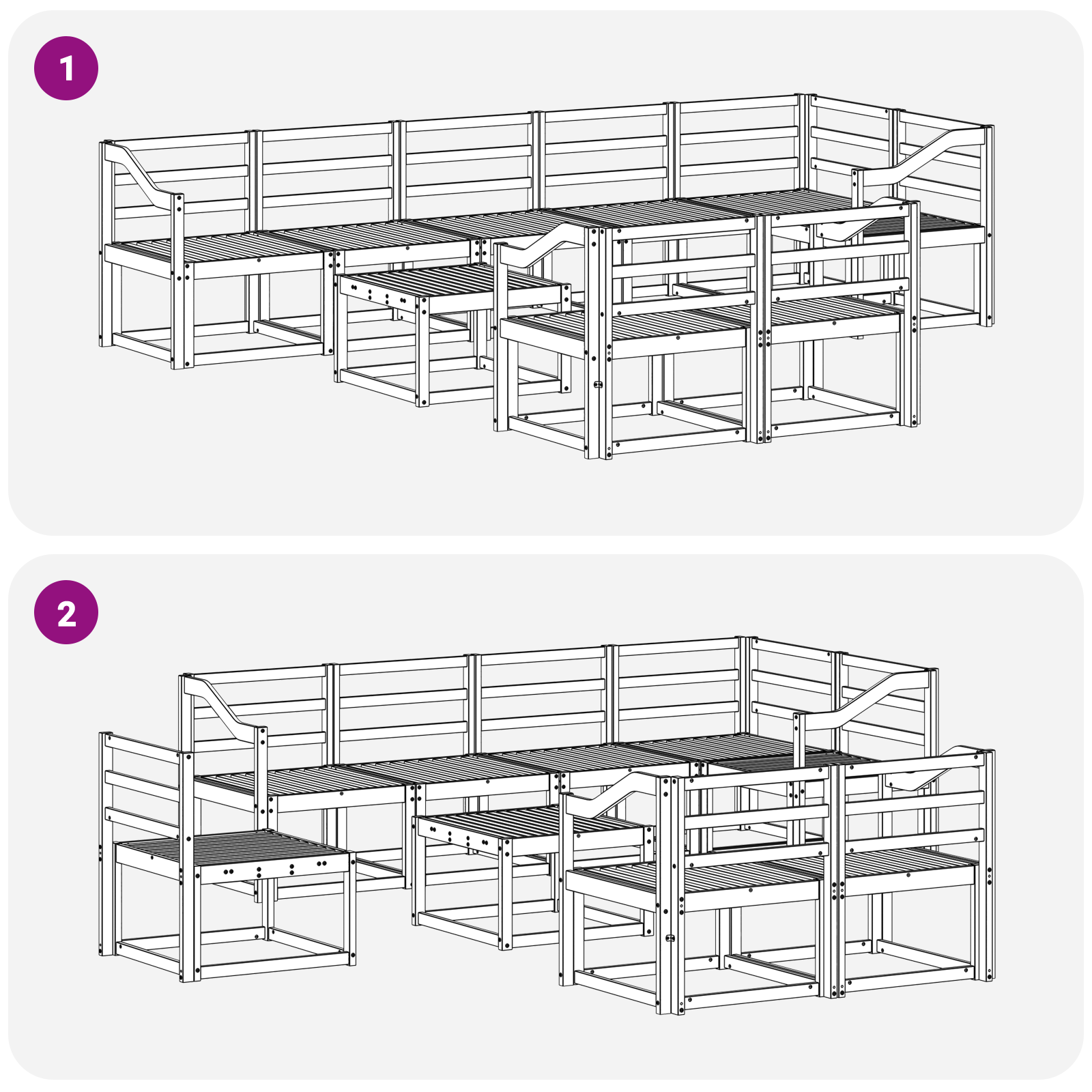 Buiten bankenset 9 pcs Wit Massief Acaciahout image 6