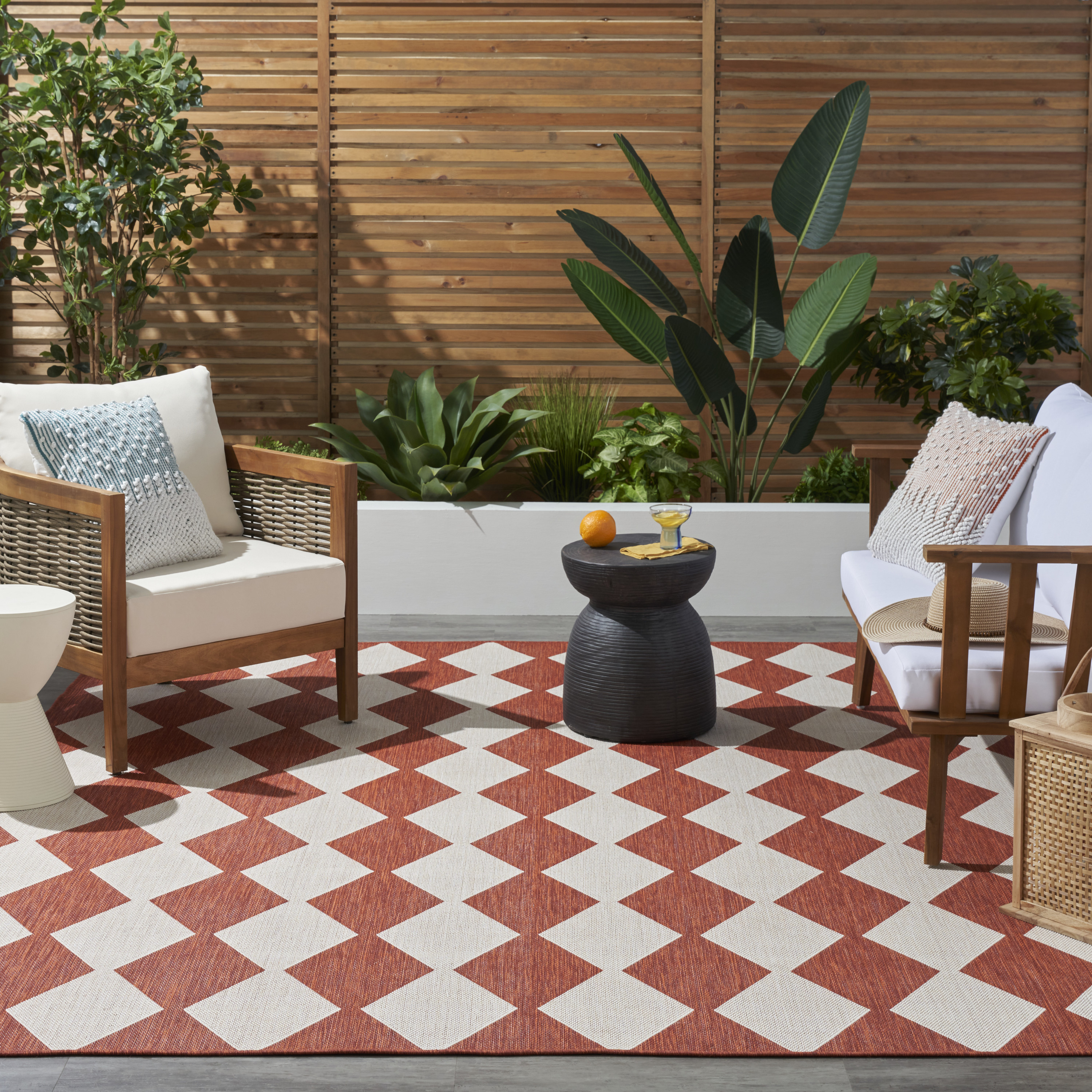 Nourison Positano 5' x 7' Terracotta Modern Rug