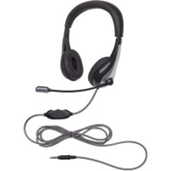 NeoTech 1025MT Mid-Weight, On-Ear Stereo Headset with Gooseneck Microphone, 3.5mm Plug, Black/Silver