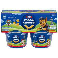 Kraft Mac & Cheese Macaroni and Cheese Dinner Easy Microwavable Dinner with Nickelodeon Paw Patrol Pasta Shapes, 4 ct Pack, 1.9 oz Cups
