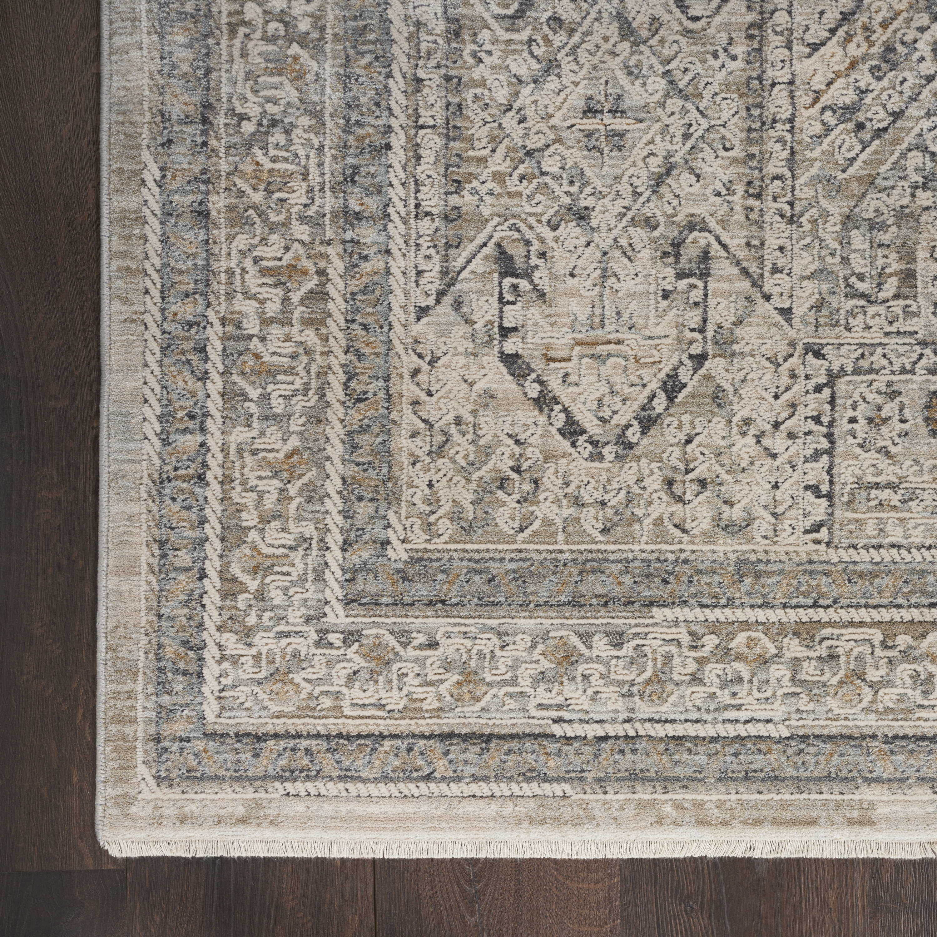 Nourison Lynx 2'6" x 4'6" Ivory Grey Blue Vintage Indoor Rug