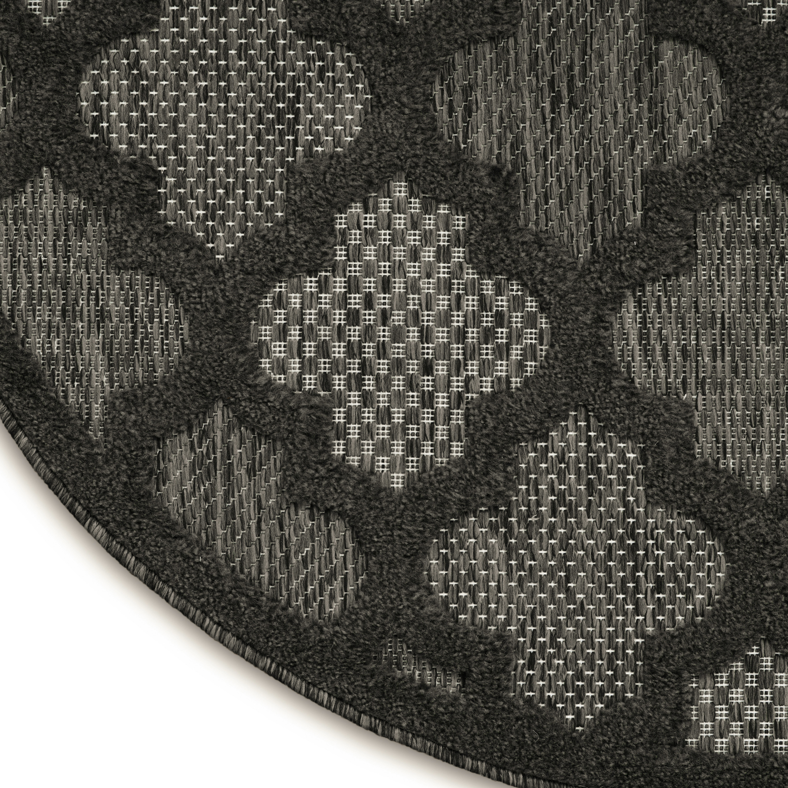 Nourison Easy Care 5' x Round Charcoal Black Modern Rug