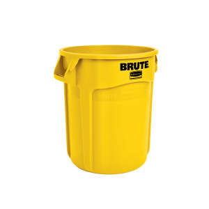 Rubbermaid Commercial, VENTED BRUTE®, 20 gal, Resin, Yellow, Round, Receptacle