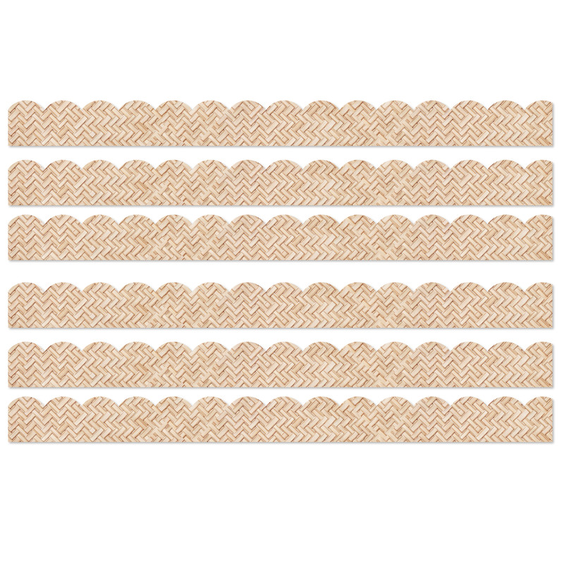 True to You Woven Bamboo Scalloped Bulletin Board Borders, 39 Feet Per Pack, 6 Packs