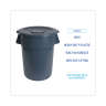 Boardwalk, 32 gal, Polyethylene, Gray, Round, Receptacle
