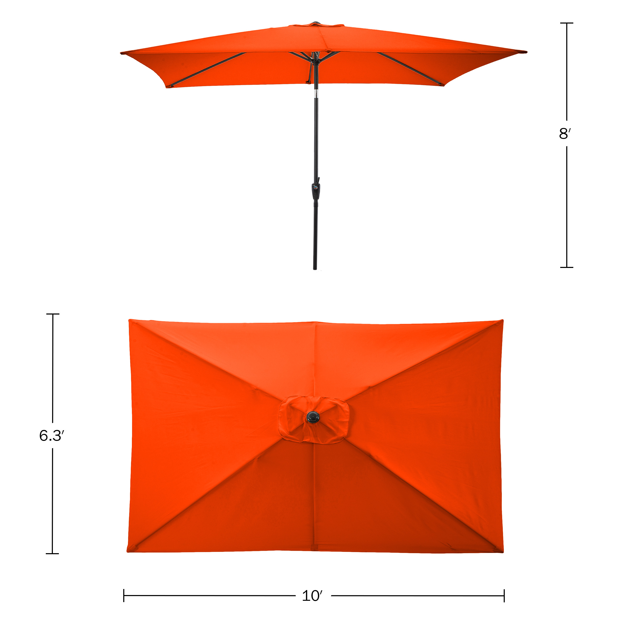 10Ft Rectangle Umbrella Easy Crank Sun Shade Push Button Tilt Pool Shade - Picture 17 of 21