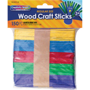Regular Craft Sticks, Bright Hues Assorted, 4 1/2" x 3/8" x 2mm, 150 Pieces