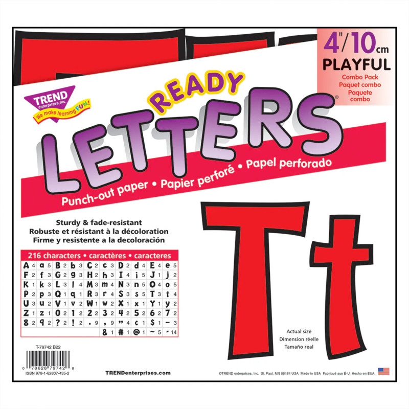 Red 4-Inch Playful Uppercase/Lowercase Combo Pack (EN/SP) Ready Letters®