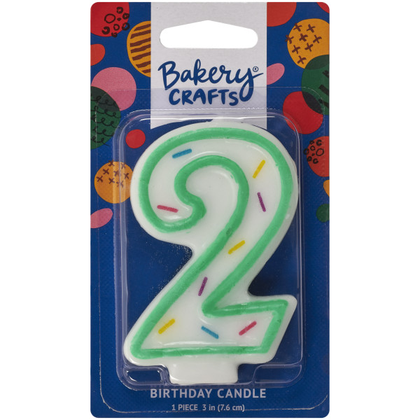 2 Green Sprinkle Numeral Candles