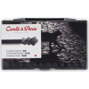 Carrés Esquisse Sketching Pastel Crayons, Black HB, Set of 12
