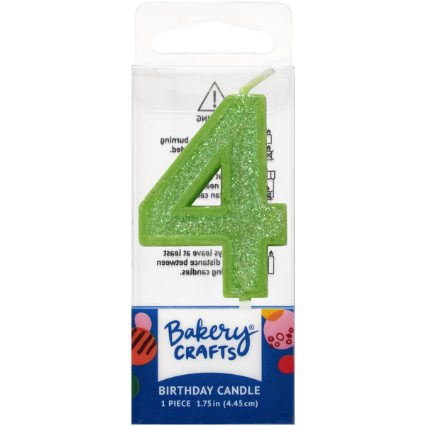 Mini Glitter Green Numeral Candles