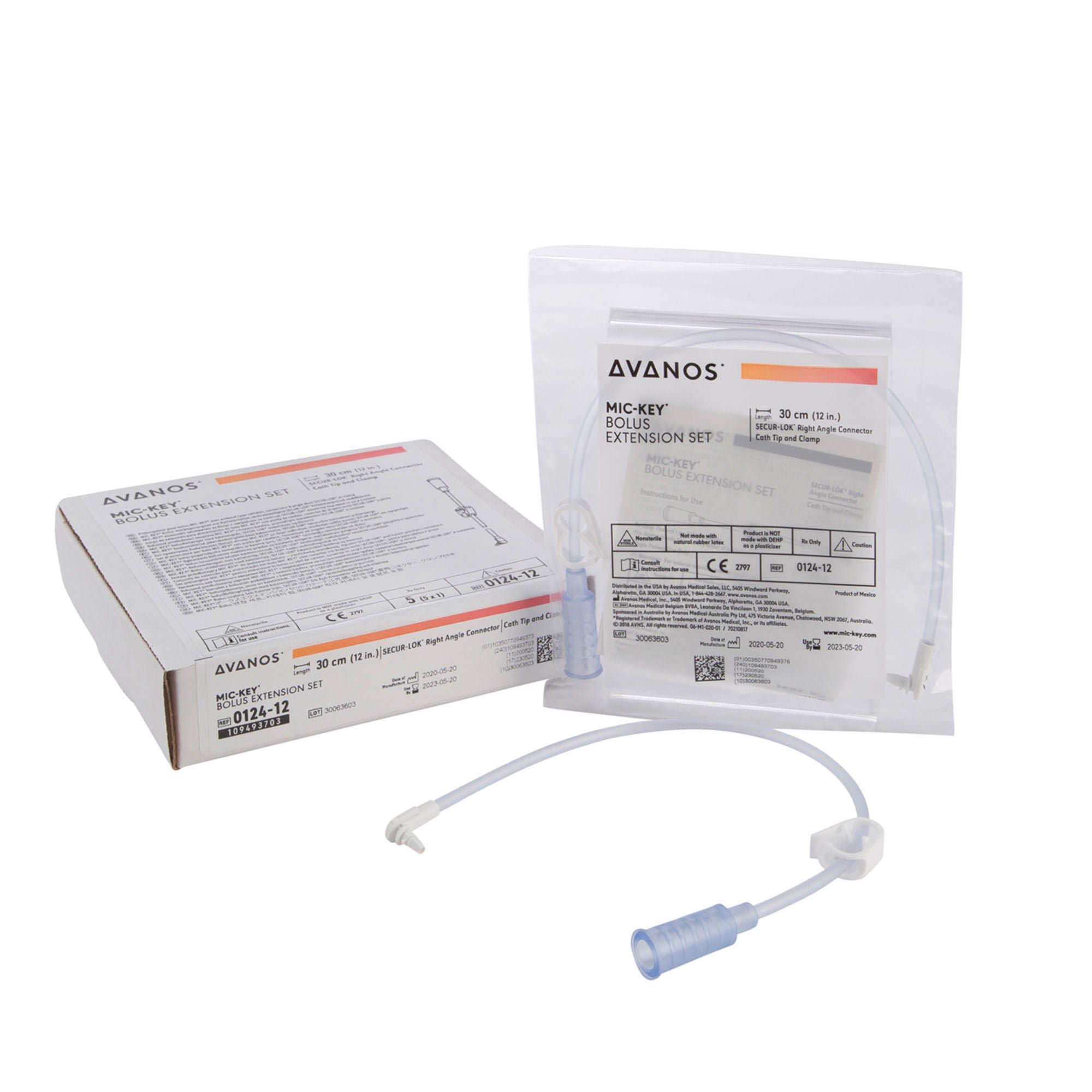 Bolus Extension Feeding Tube Set, Mic-Key, Cath Tip, Secur-Lok Clamp & Connector