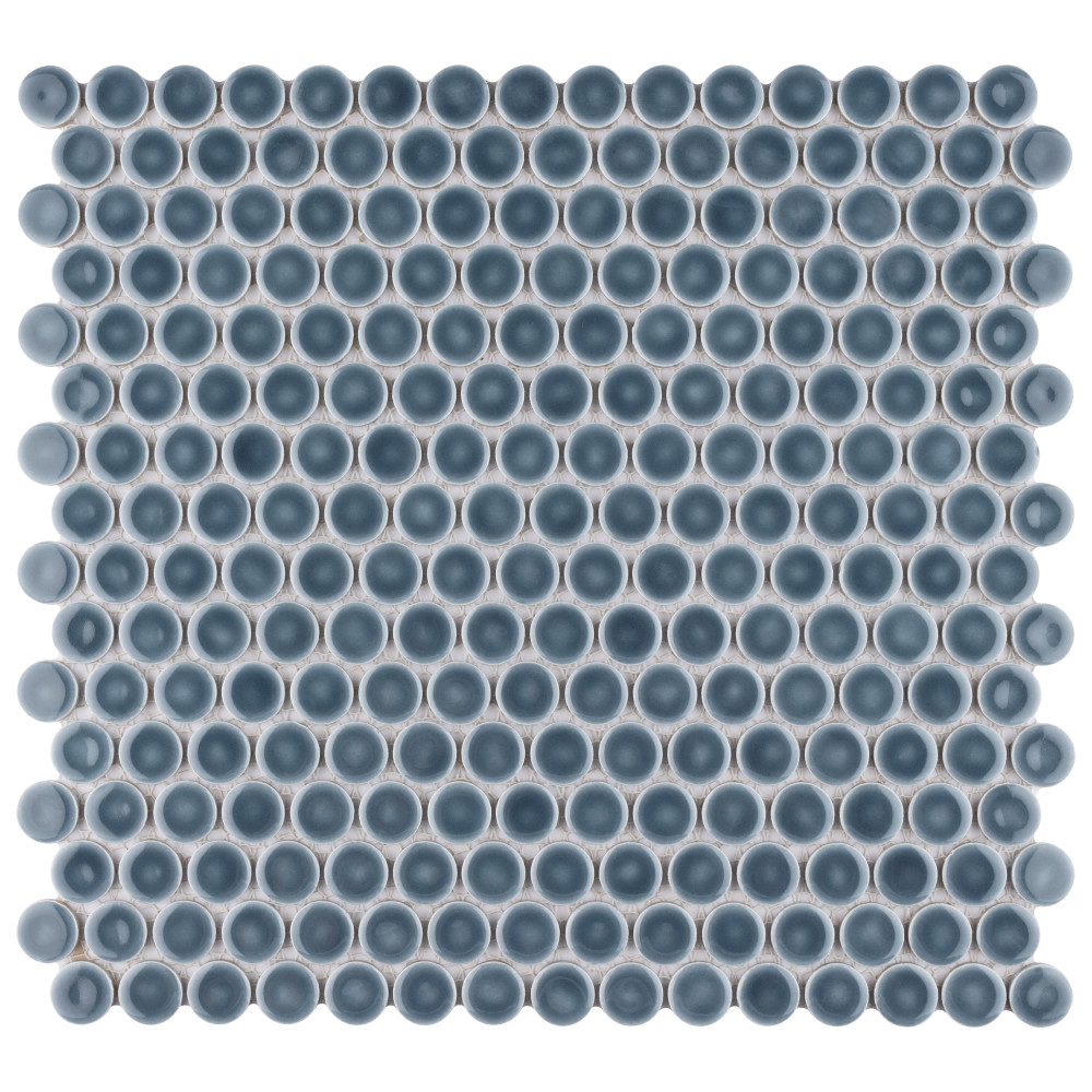 Hudson Penny Round Storm Grey 11-7/8 in. x 12-5/8 in. Porcelain Mosaic Tile