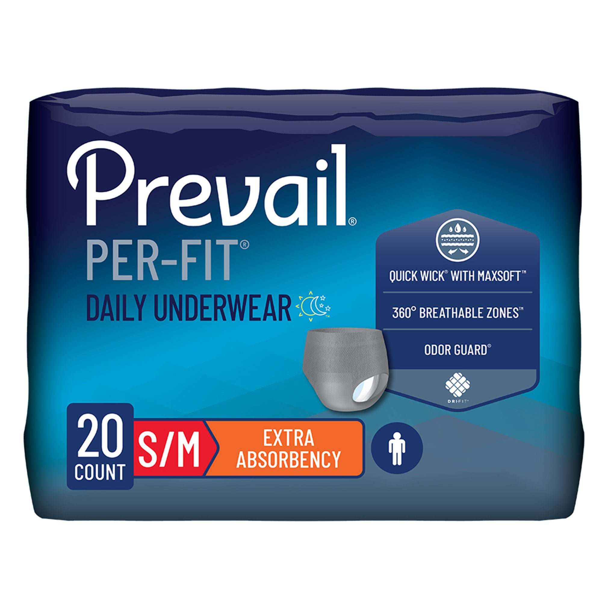 Prevail® Per-Fit® Men Adult Moderate Absorbent Underwear, Medium, White
