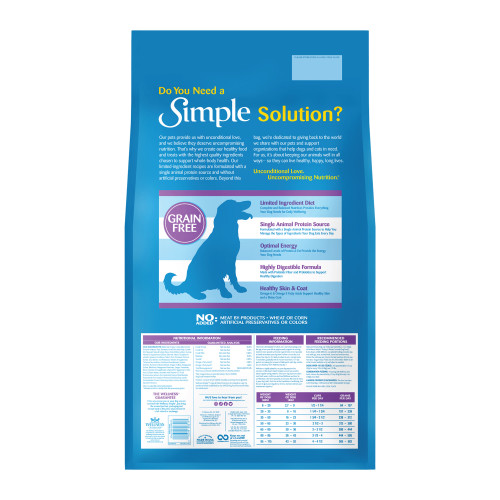 Wellness Simple Grain Free Turkey & Potato back packaging