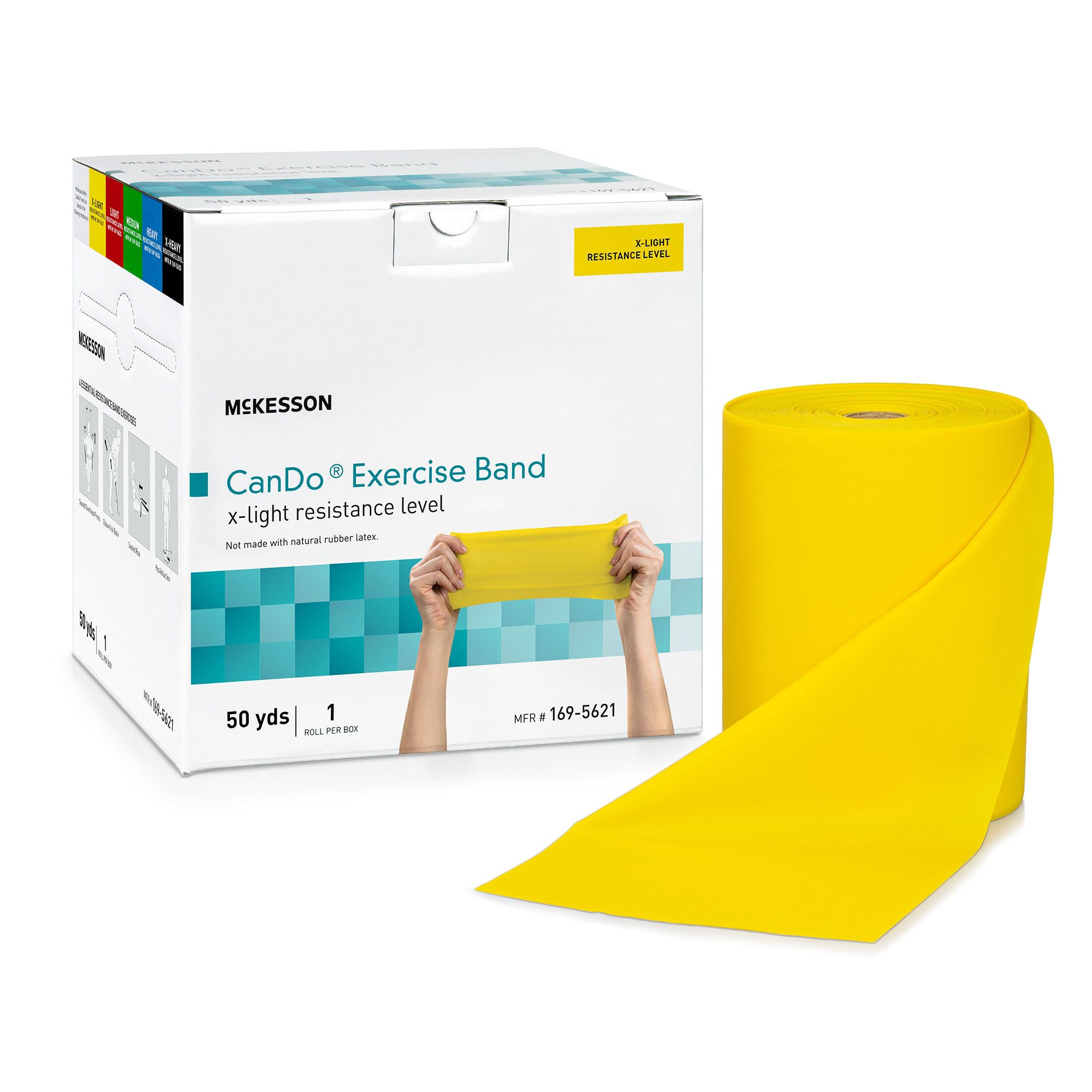 McKesson CanDo® Exercise Extra-Light Resistance Band, Yellow, 5 Inch x 50 Yard