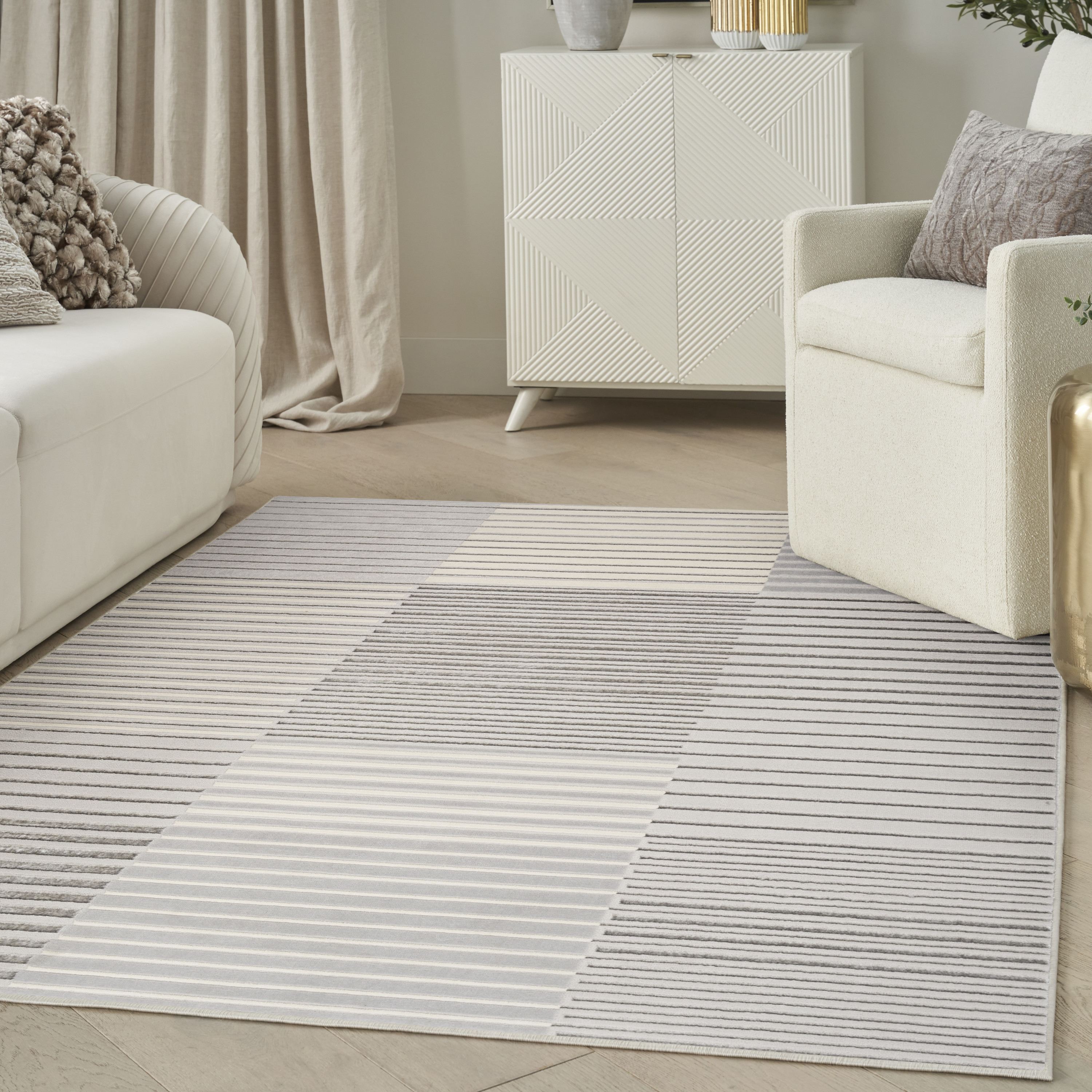 Nourison Splash 5'3" x 7'3" Silver Grey Modern Indoor Rug