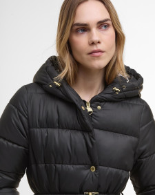 Piumino Track Line dal taglio corto Black/Jasmine Leopard Print