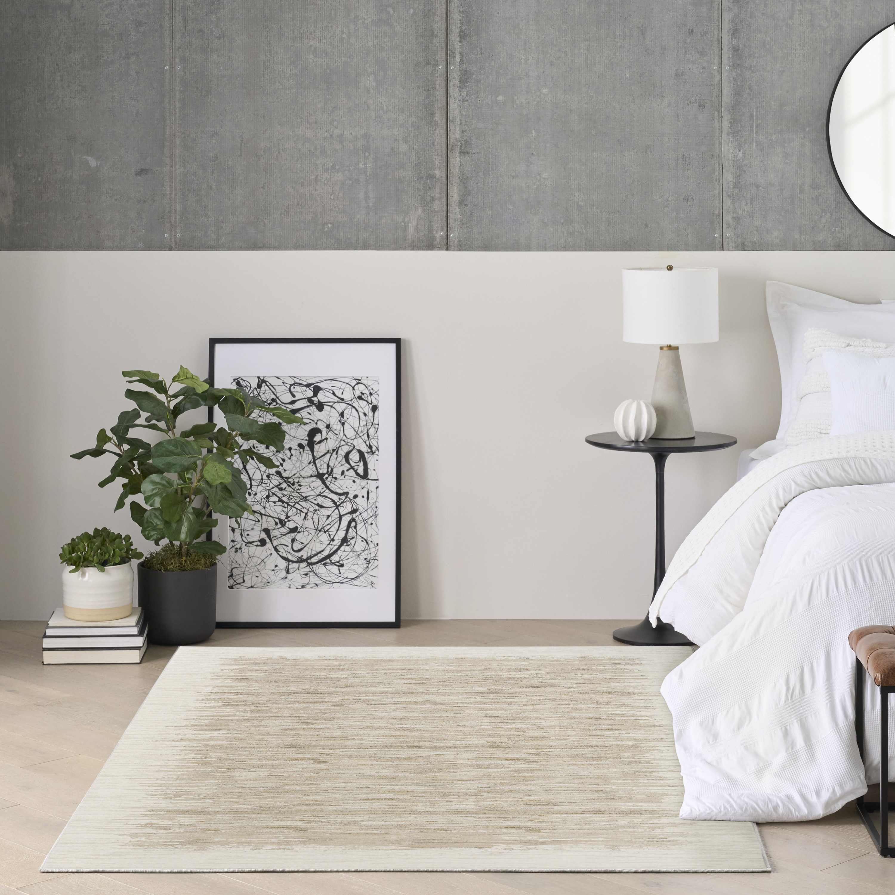 DKNY Grand Street 3'11" x 5'11" Ivory Taupe Modern Indoor Rug