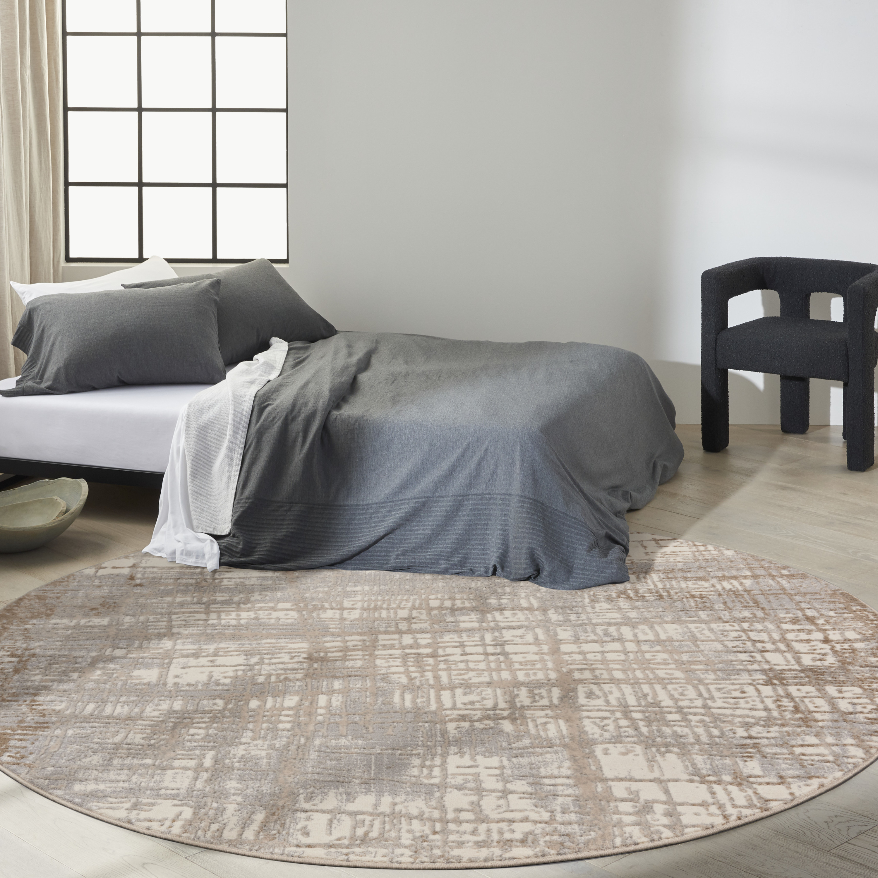 Calvin Klein CK950 Rush 8' x Round Ivory Taupe Modern Indoor Rug