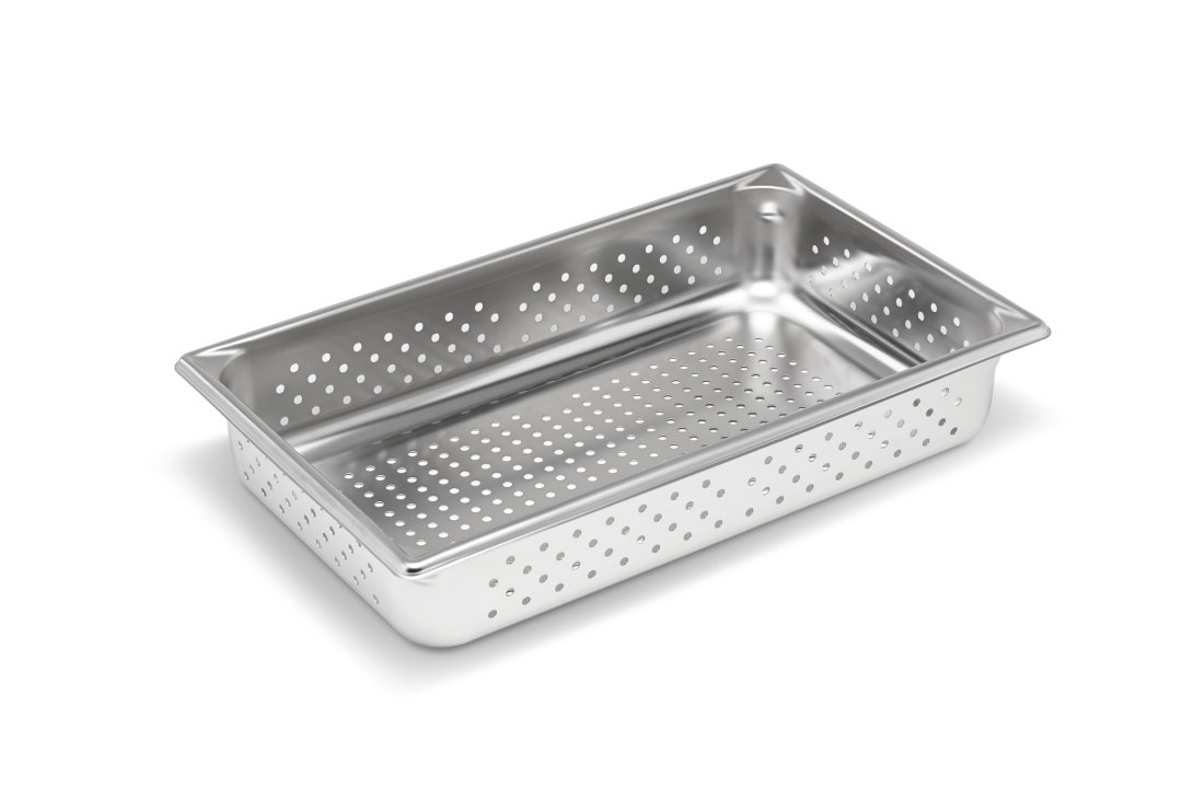 Full-size 4-inch-deep Super Pan V® perforated stainless steel steam table pan