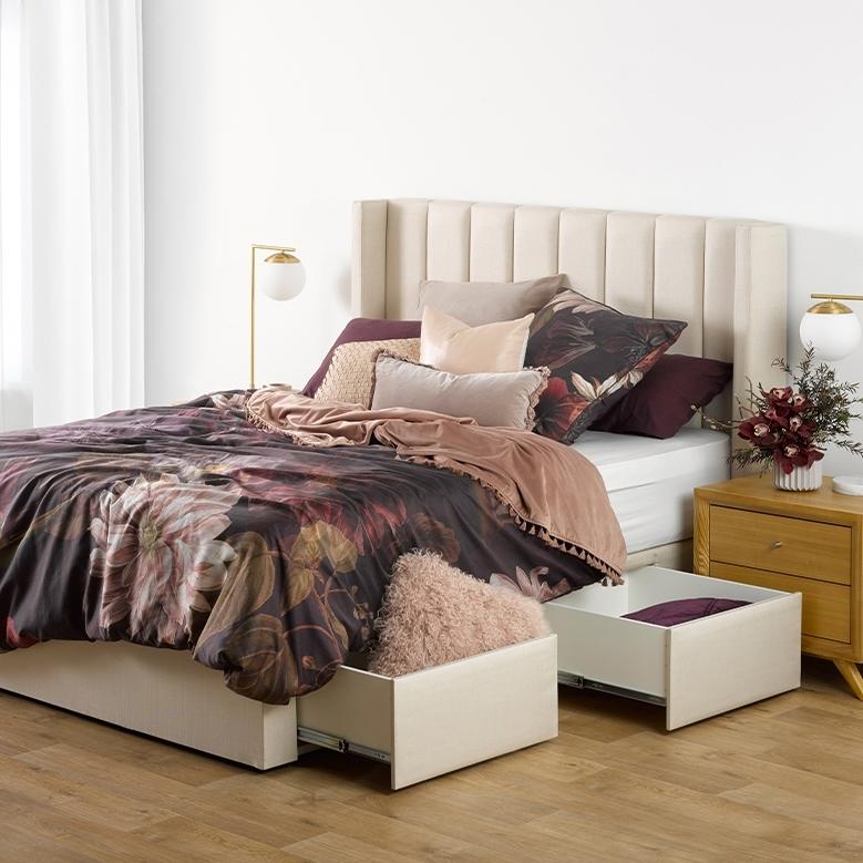 Lifestyle image of the  Crete Base, 4 Drawer from Forty Winks