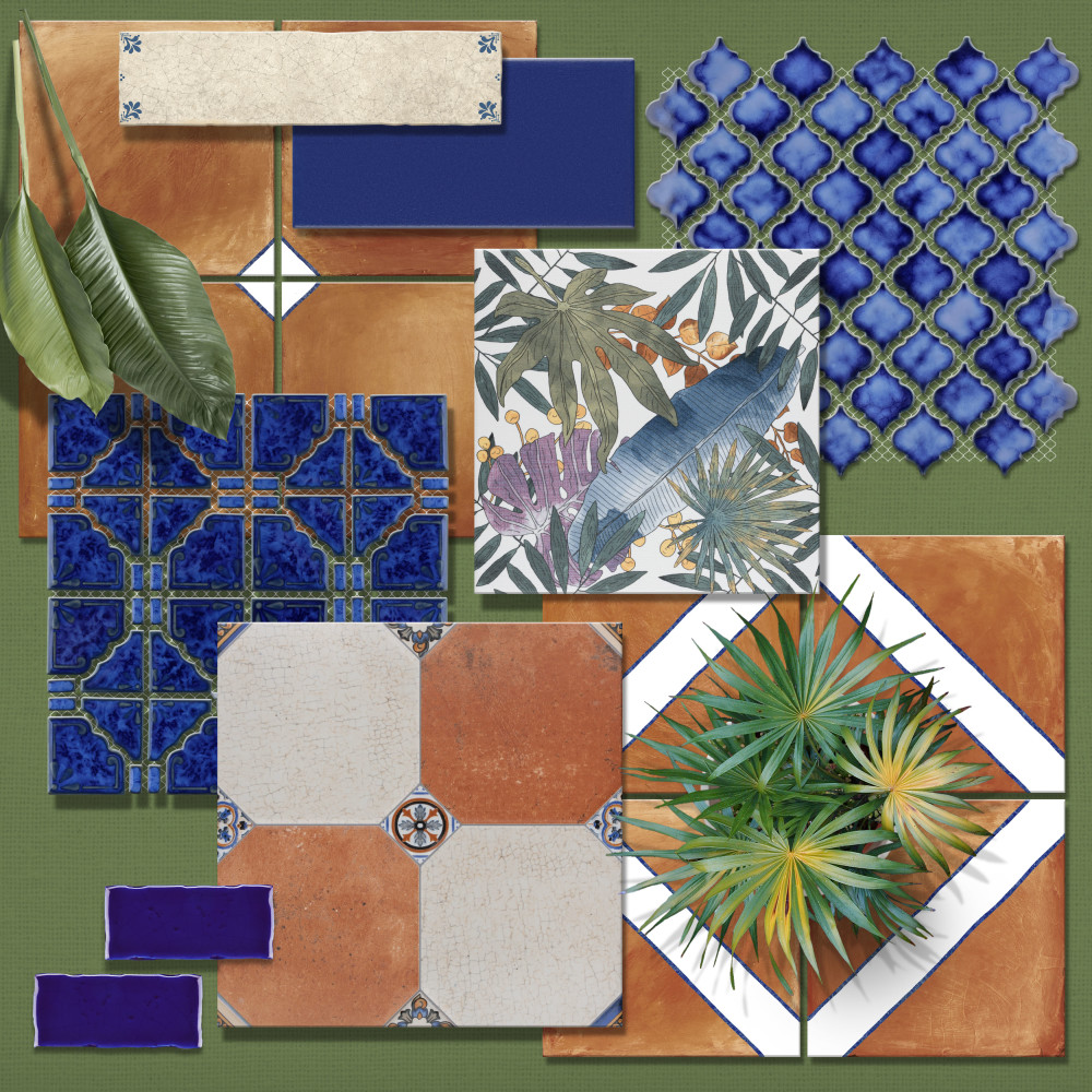 Sentier des Ocres Treillis Blue 7-7/8 in. x 7-7/8 in. Porcelain Floor and Wall Tile
