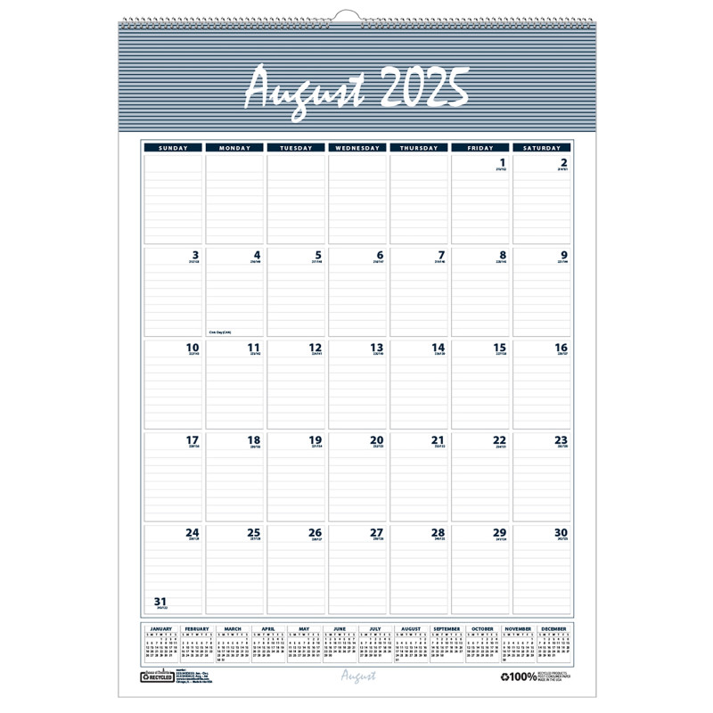 Bar Harbor Academic Wall Calendar, 22"L, 15.5"W