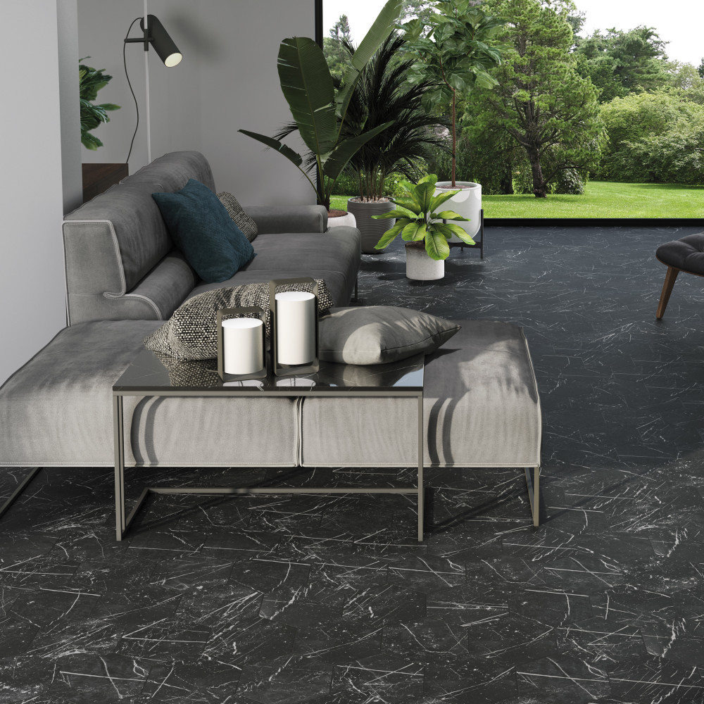 Timeless Marquina Hex 8-5/8 in. x 9-7/8 in. Porcelain Floor and Wall Tile