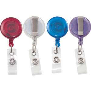 Retractable ID Card Reels with Badge Straps, Assorted, Pack of 4
