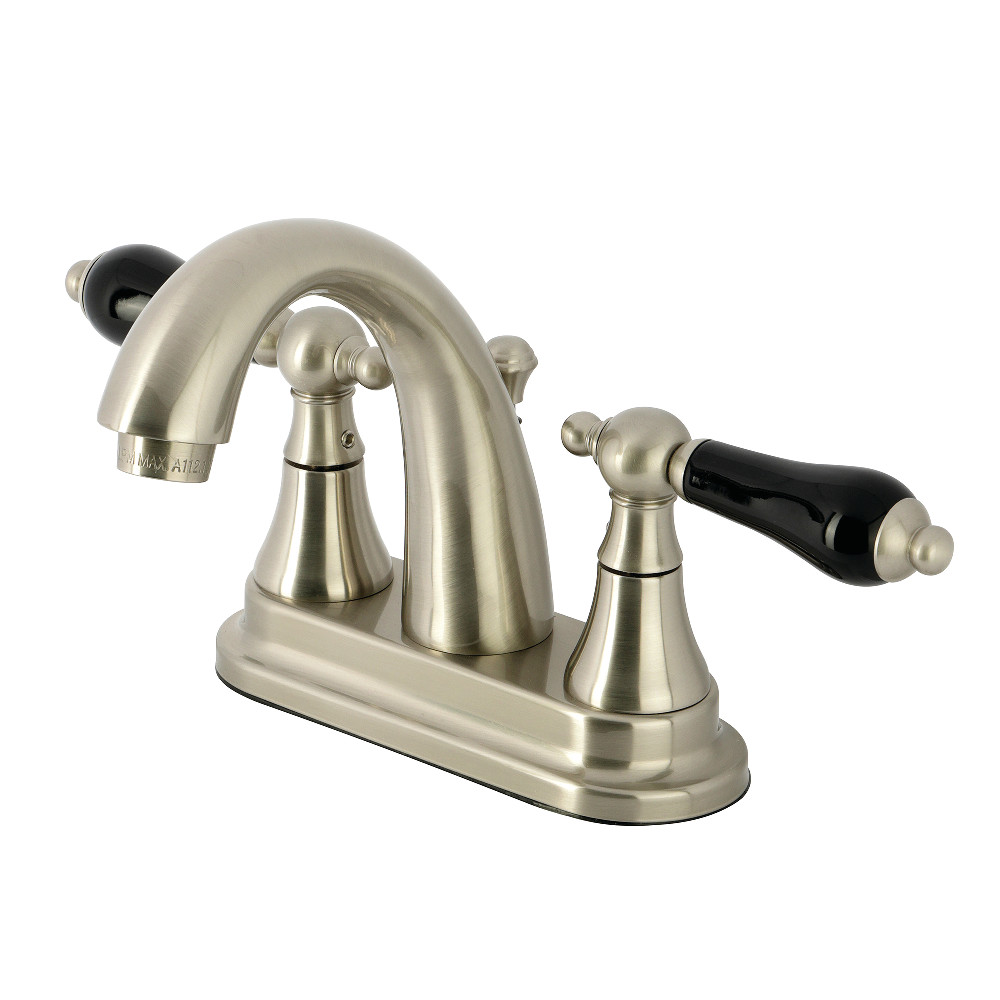 Double-Handle 4" Centerset Bathroom Faucet with Brass Pop-Up, Brushed Nickel with 2 Finish Options