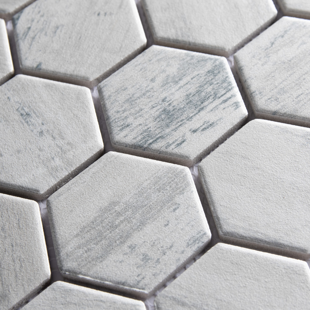 Sample – Cassis 2″ Hex White Porcelain Mosaic Tile