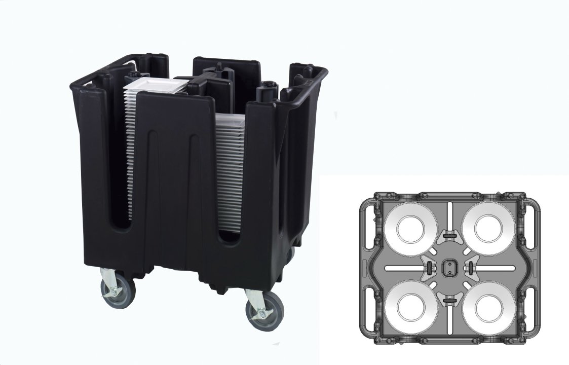 Traex® adjustable dish caddy for 9 ⅝- to 10 ¼-inch round plates and bowls in black