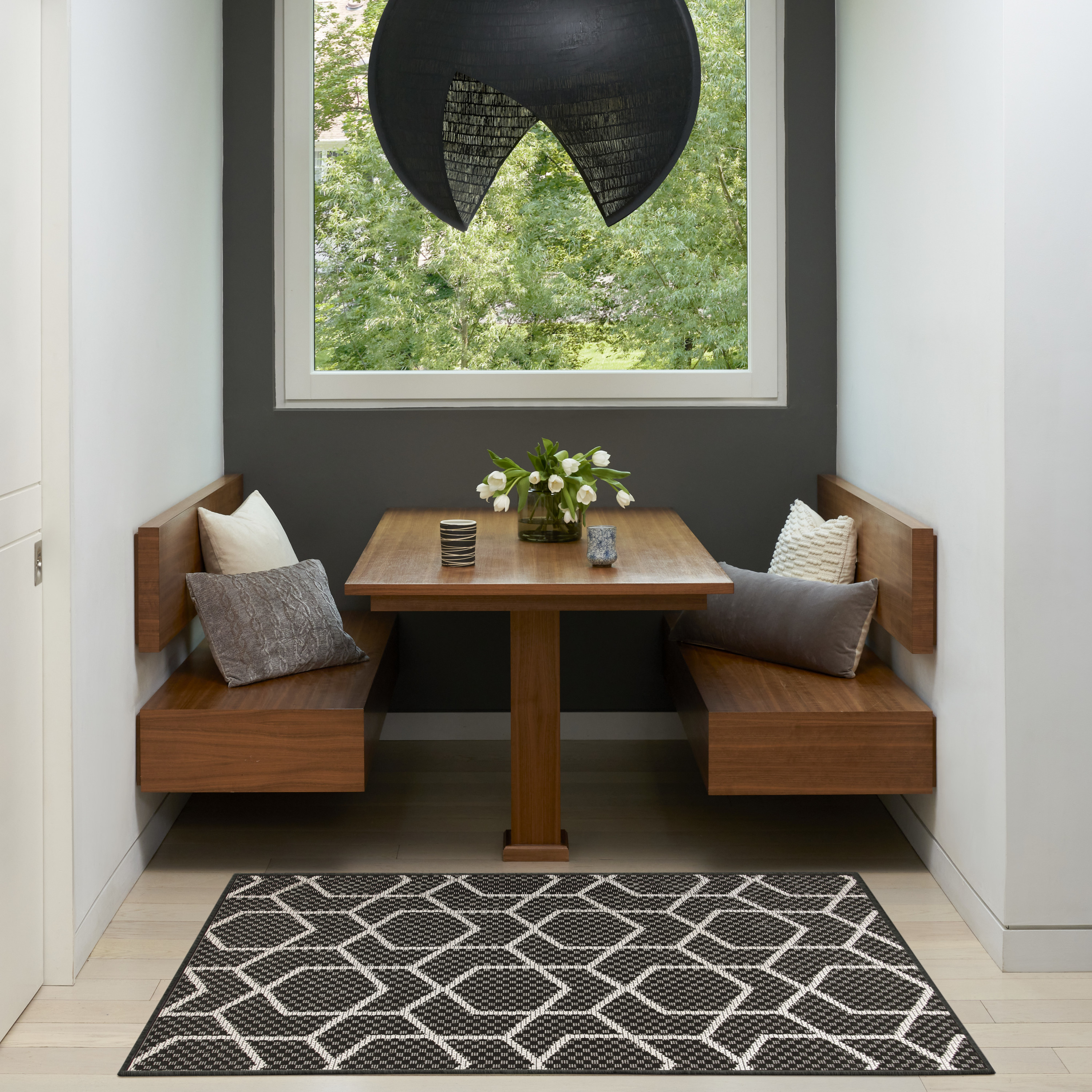 Nourison Horizon Indoor/Outdoor 3' x 5' Black Modern Rug