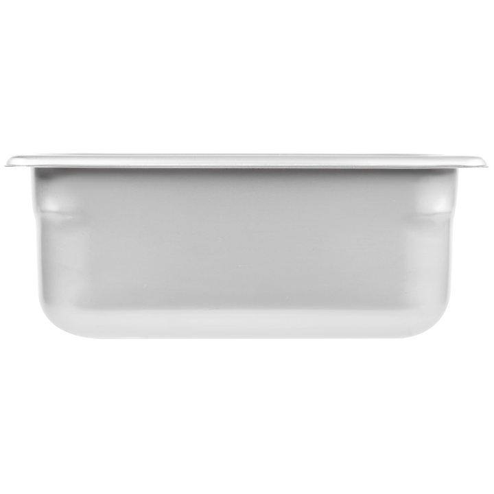 Fourth-size 4-inch-deep Super Pan® heavy-duty stainless steel steam table pan with flat corners