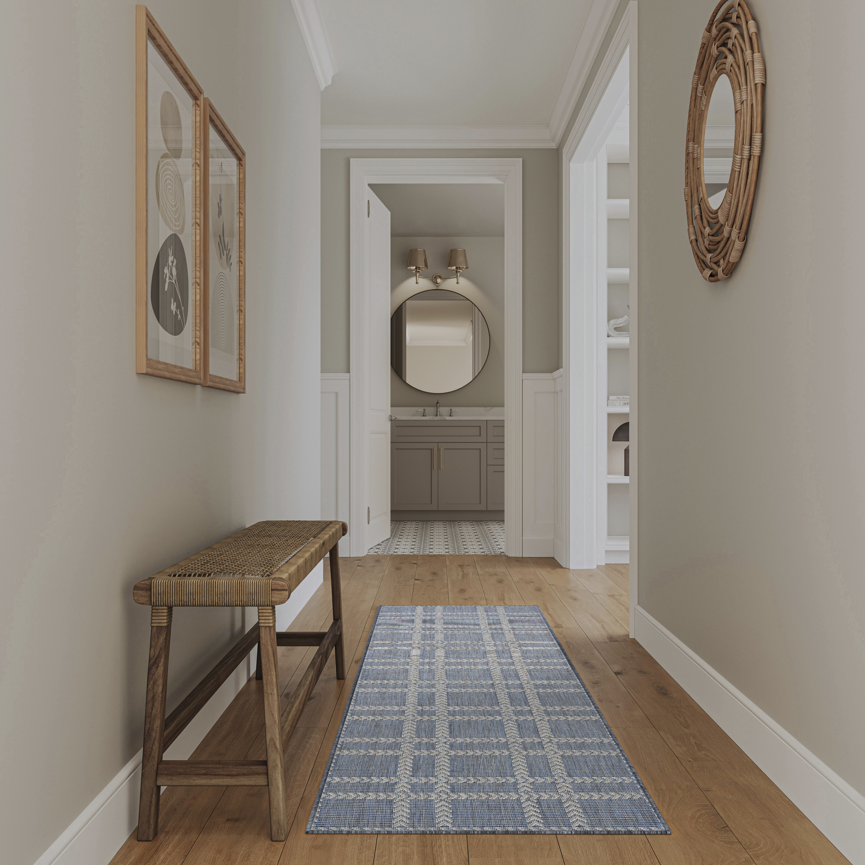 Nourison Horizon Indoor/Outdoor 2'2" x 8' Navy Modern Rug
