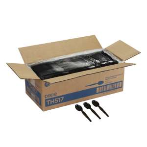 Dixie, Heavy-weight Polystyrene Disposable Plastic Teaspoons, Black