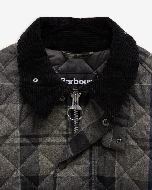 Tartan Transport Quilted Jacket Navy Winter Dress Tartan