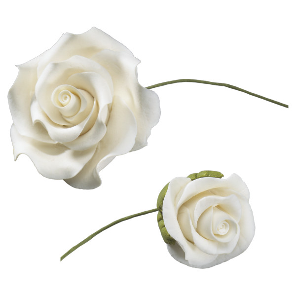 White Roses Assortment - Red 3 Free Gum Paste Flowers