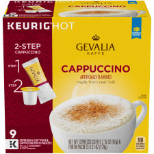 Gevalia Frothy 2-Step Cappuccino Espresso Coffee K-Cup Pods & Froth Packets, 9 ct Box