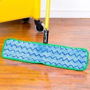 Rubbermaid Commercial, HYGEN, Microfiber Hook & Loop Mop, 18"W, Green