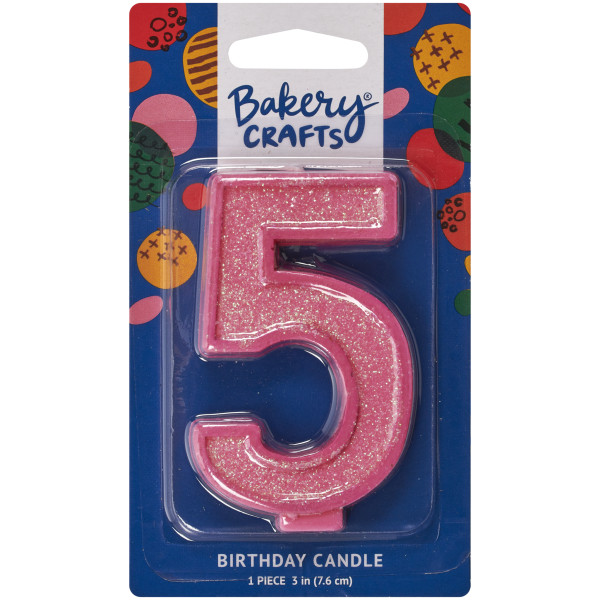 5 Glitter Numeral Candles