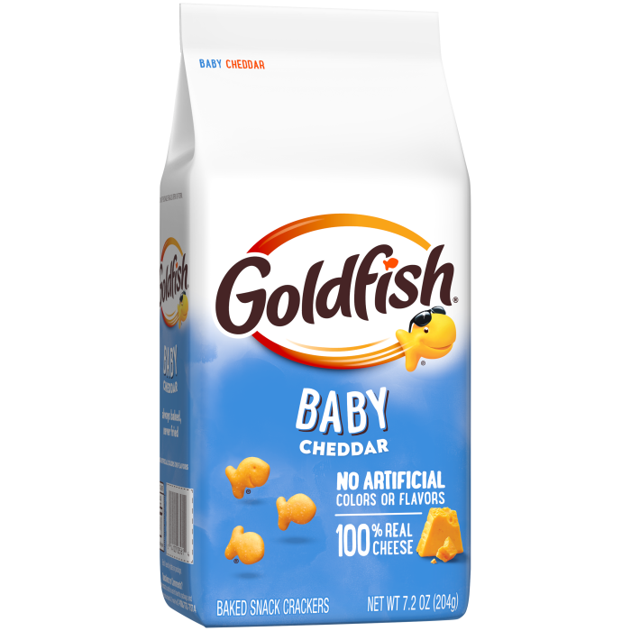 Goldfish® Baby Cheddar Baked Snack Crackers, 7.2 oz, bag - Left Angle Image