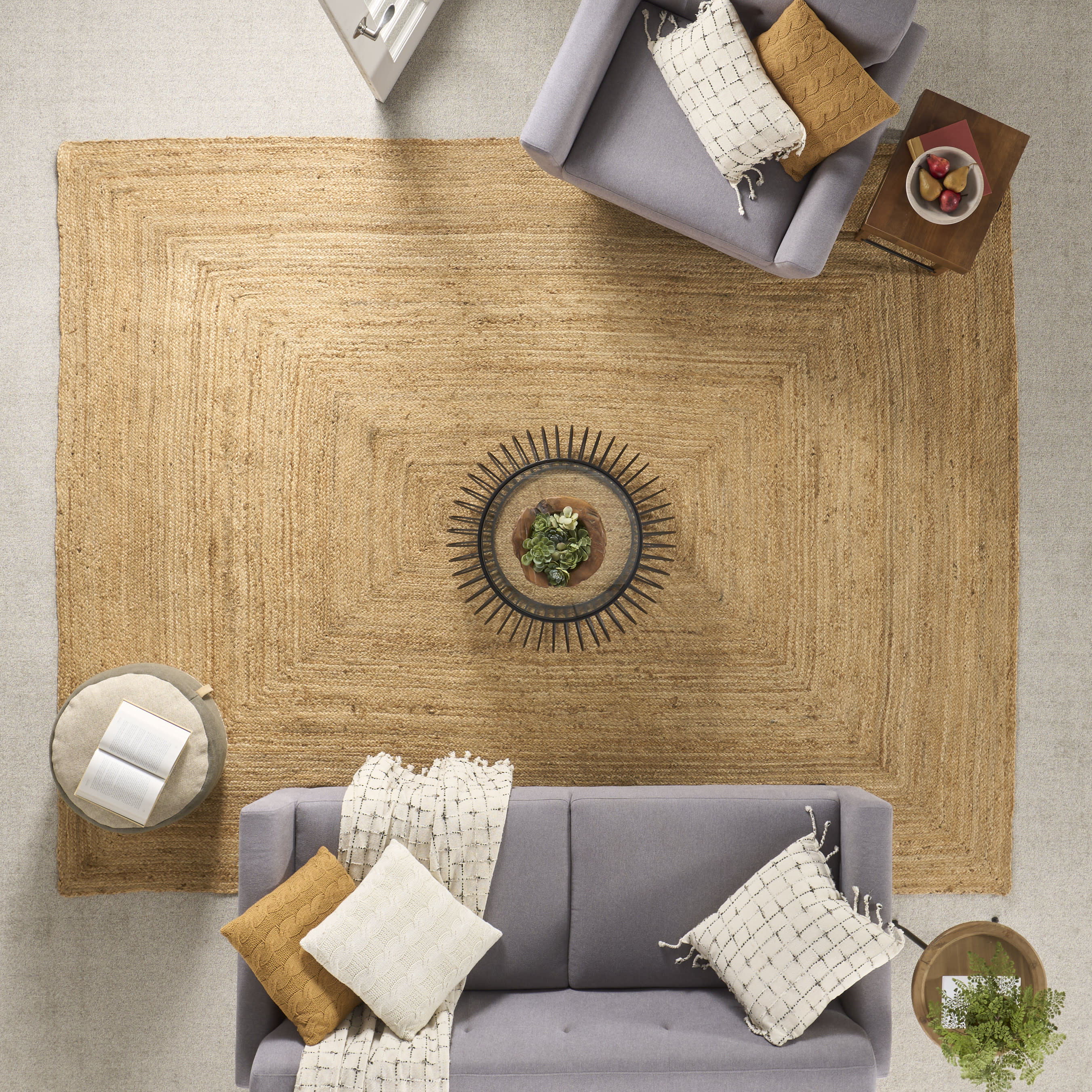 Nourison Natural Jute 6' x 9' Natural Farmhouse Indoor Rug
