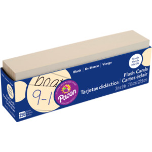 Blank Flash Card Dispenser Box, Manila, Unruled 3" x 9", 250 Cards