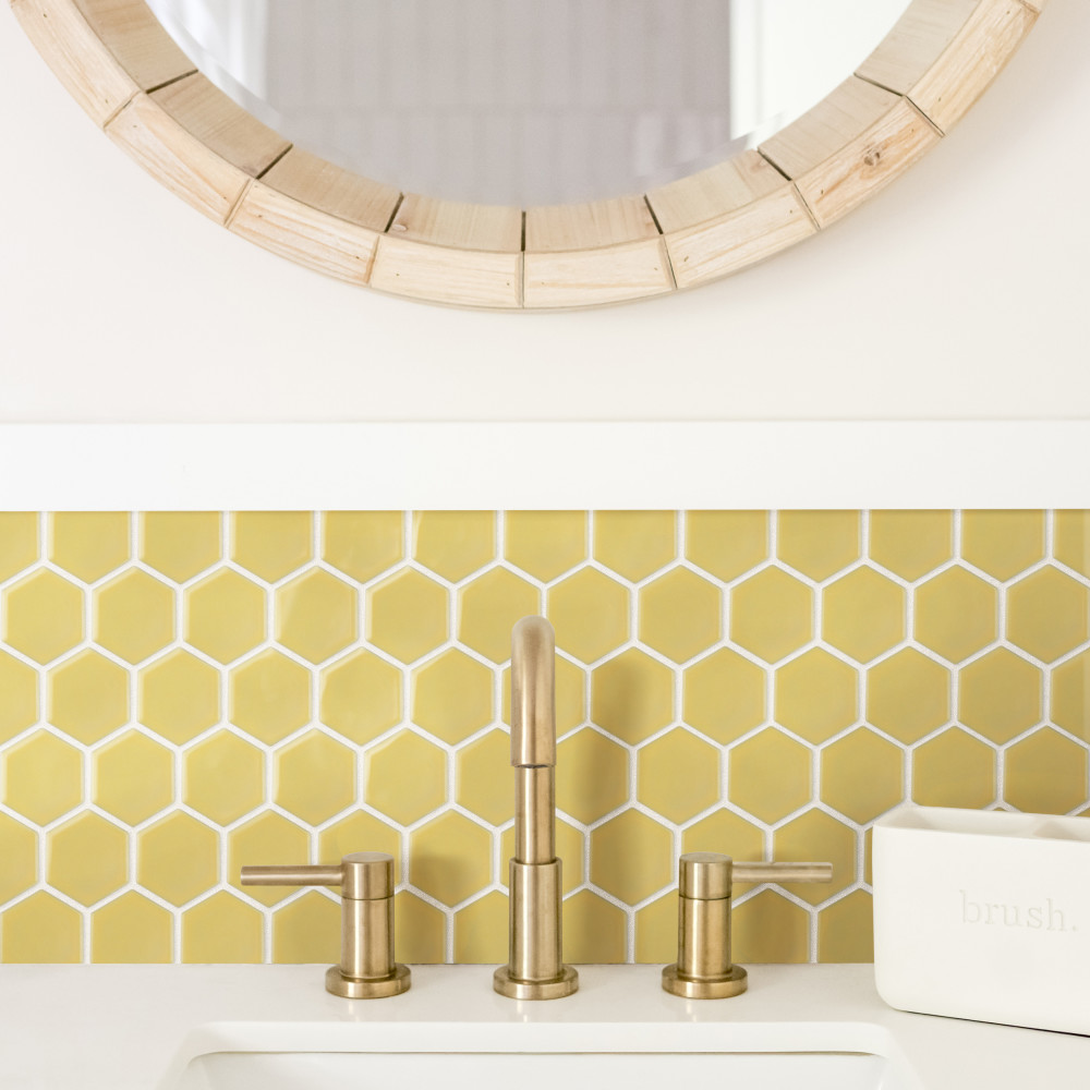 Hudson Due 2″ Hex Vintage Yellow 10-7/8 in. x 12-5/8 in. Porcelain Mosaic Tile