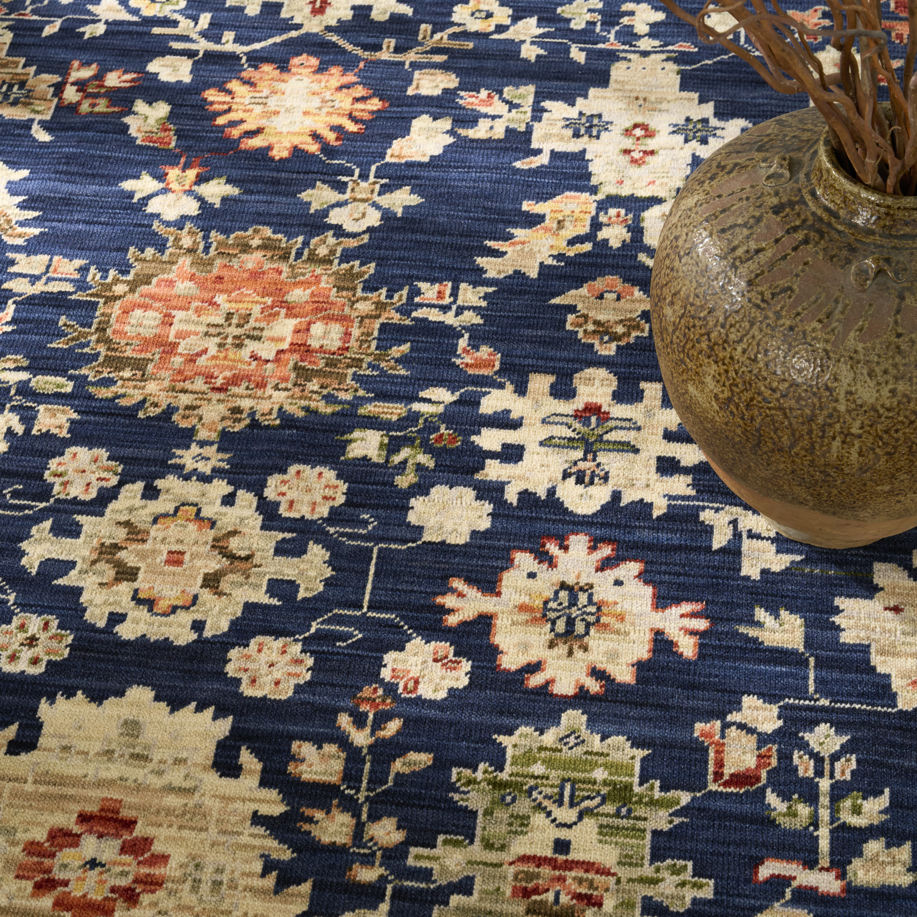 Nourison Antique Bloom 9' x 12' Navy Vintage Indoor Rug