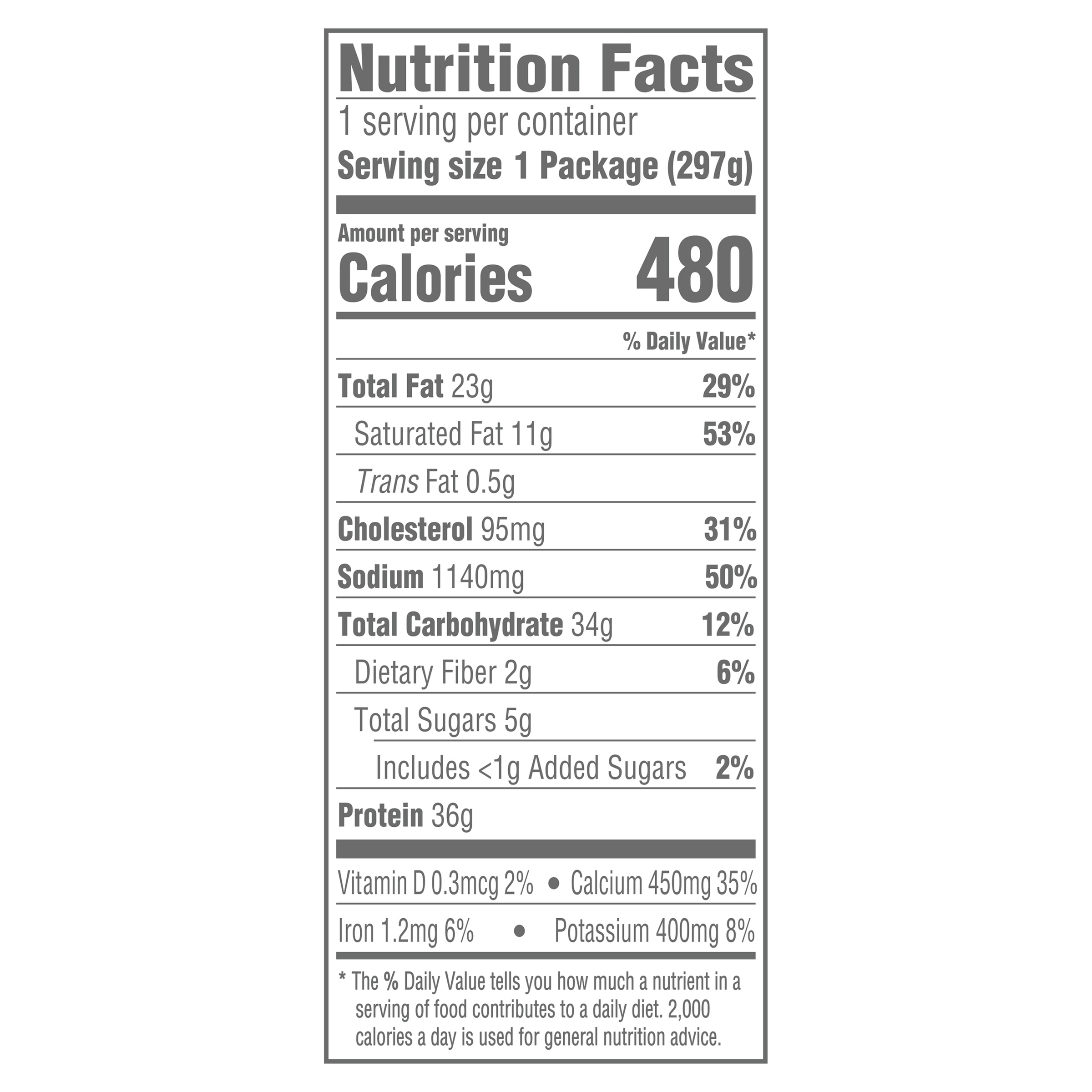 product nutritional facts image